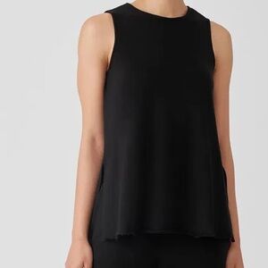 EILEEN FISHER | Lightweight Organic Cotton Terry Long Tank in Black | L*